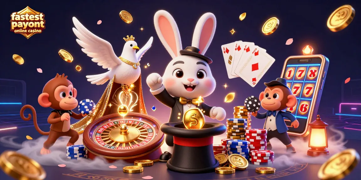 Experience the excitement of the fastest payout online casino with magical scenes of winning and fun.