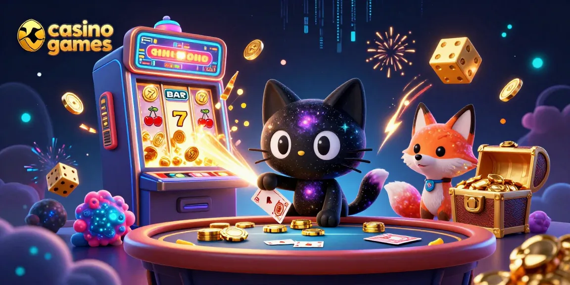 Experience the exciting world of casino games with dynamic visuals of a cosmic feline playing at a vibrant gaming table.